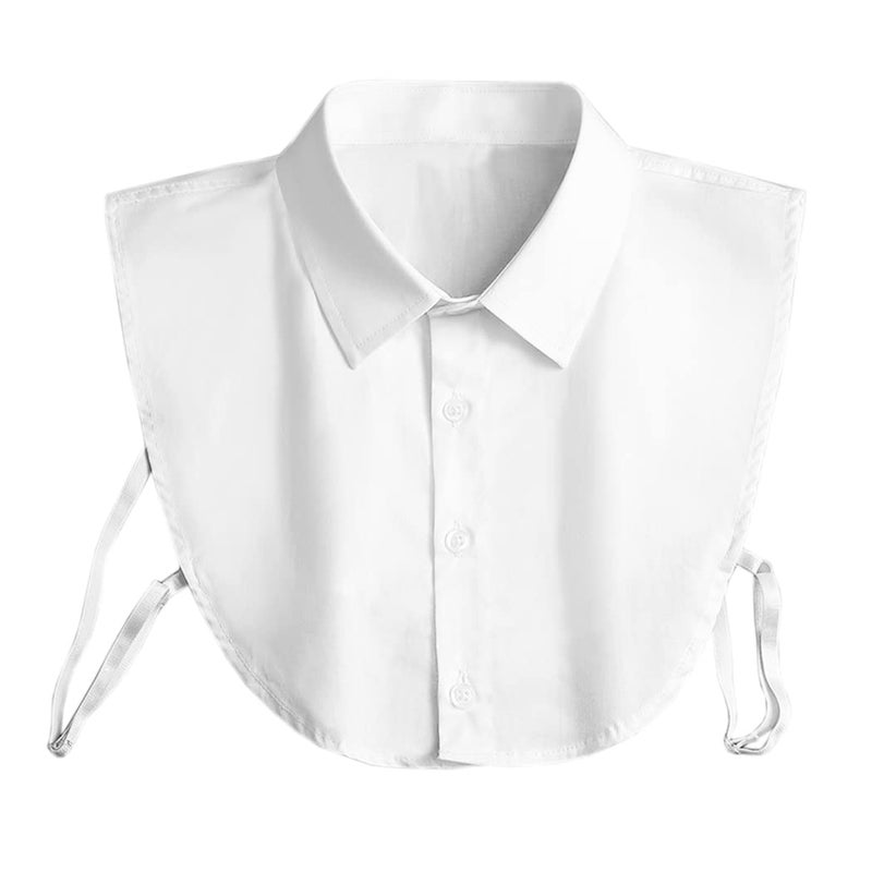 Juland Lady's White Cotton Sleeveless Shirt with Detachable False Collar and Choker Tie, Medium - Image 1